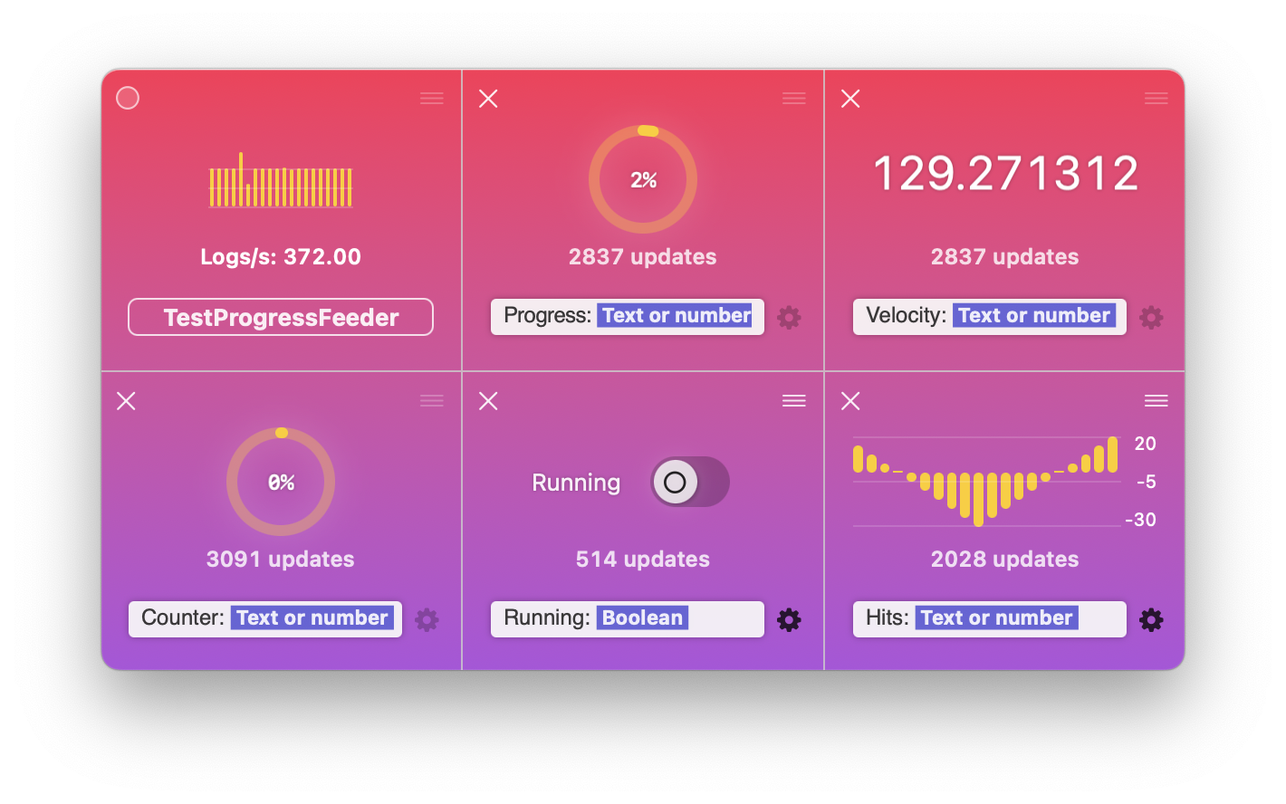 dataTile running besides Xcode